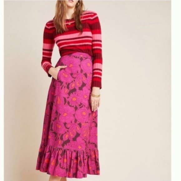 Anthropologie Skirts Anthropologie Hyacinth Floral Midi Skirt